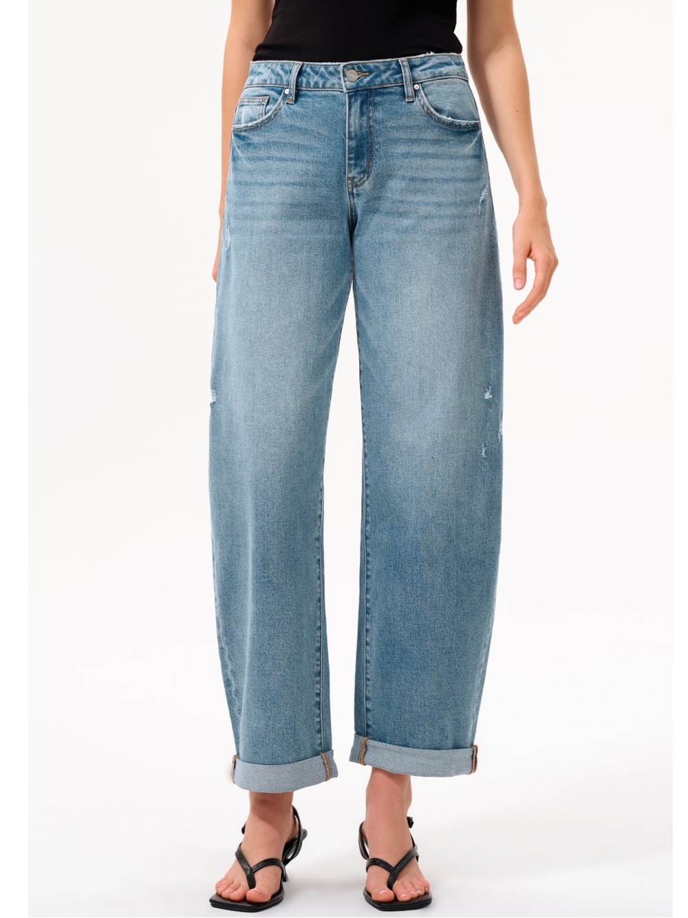 NWT BAYEAS Osaka Low Rise Barrel Denim Jeans - Light “Cipher” Blue Sz 26 Y2K 90s